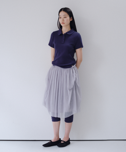 OHESHIO(オヘシオ)の「ROUND COLLAR JACQUARD PUNCHING TEE, NAVY(Tシャツ/カットソー・レディース・その他・FREE)」の8枚目の写真