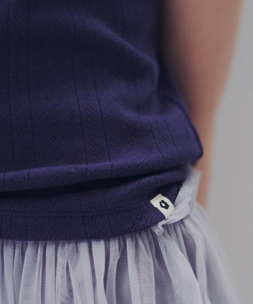 OHESHIO(オヘシオ)の「ROUND COLLAR JACQUARD PUNCHING TEE, NAVY(Tシャツ/カットソー・レディース・その他・FREE)」の5枚目の写真