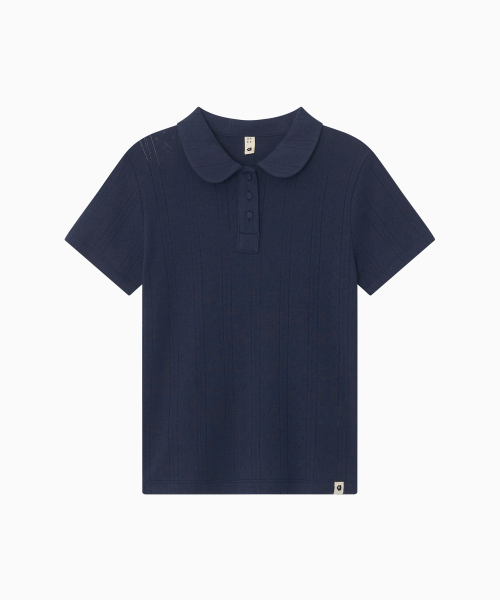 OHESHIO(オヘシオ)の「ROUND COLLAR JACQUARD PUNCHING TEE, NAVY(Tシャツ/カットソー・レディース・その他・FREE)」の4枚目の写真