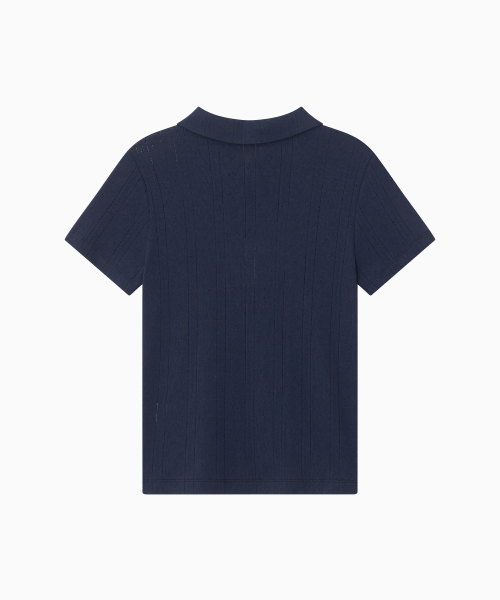 OHESHIO(オヘシオ)の「ROUND COLLAR JACQUARD PUNCHING TEE, NAVY(Tシャツ/カットソー・レディース・その他・FREE)」の3枚目の写真