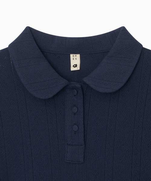 OHESHIO(オヘシオ)の「ROUND COLLAR JACQUARD PUNCHING TEE, NAVY(Tシャツ/カットソー・レディース・その他・FREE)」の2枚目の写真