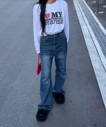 LOVEハートデザインロンT/長袖Tシャツ(hsyd)