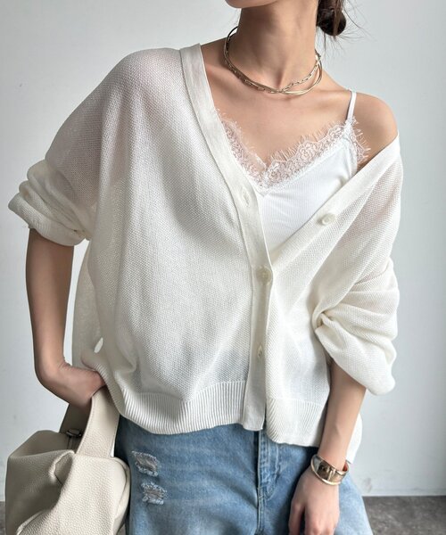 DouDou(ドゥドゥ)の「【WEB限定】カップ付レースキャミ(キャミソール・レディース・オフホワイト/グレー/ブラック・FREE)」の12枚目の写真