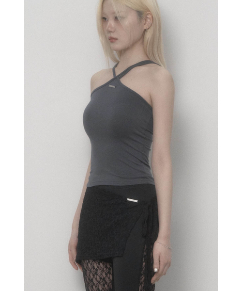 ETRE AU SOMMET(エトレオソメ)の「Halter Strap Basic Sleeveless Top (Charcoal)(Tシャツ/カットソー・レディース・その他・FREE)」の3枚目の写真