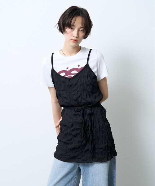 NUJOH(ヌゾ)の「Logo Crop Tee / ロゴクロップドTシャツ(Tシャツ/カットソー・レディース・ブラック/ミント/ホワイト・FREE)」の4枚目の写真