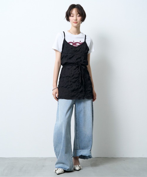 NUJOH(ヌゾ)の「Logo Crop Tee / ロゴクロップドTシャツ(Tシャツ/カットソー・レディース・ブラック/ミント/ホワイト・FREE)」の9枚目の写真