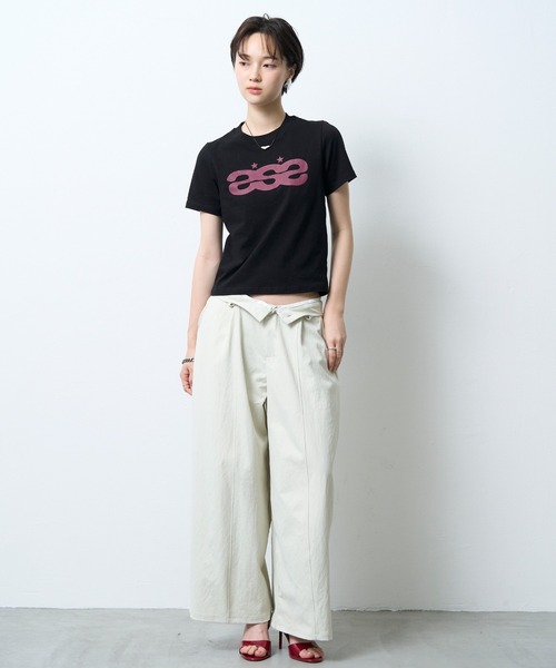 NUJOH(ヌゾ)の「Logo Crop Tee / ロゴクロップドTシャツ(Tシャツ/カットソー・レディース・ブラック/ミント/ホワイト・FREE)」の18枚目の写真