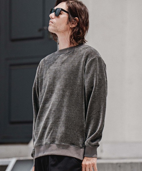 CAMBIO（カンビオ）の「msw1905- ブロックモールワッフルスウェット(CA02-65204)（スウェット・メンズ・グレー/ネイビー/ブラック・M/L/XL）」の5枚目の写真