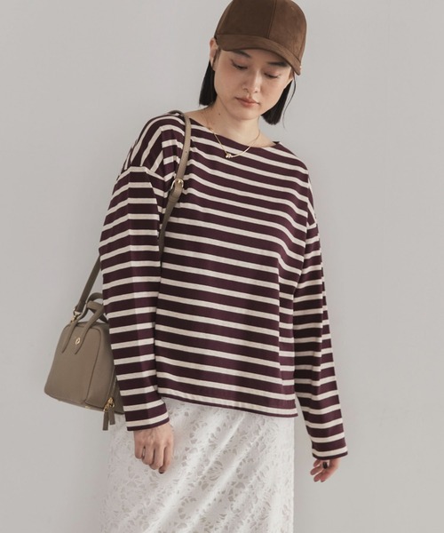Doux archives(ドゥアルシーヴ)の「バスクボーダーロンTee(Tシャツ/カットソー・レディース・ワインレッド/その他/ベージュ・FREE)」の6枚目の写真