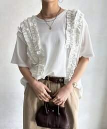 WEB限定】レース×オーガンジーフリルプルオーバー（Tシャツ/カットソー