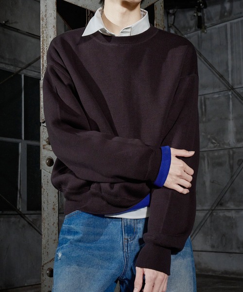 LANDNESS(ランドネス)の「【LANDNESS/ランドネス】Double-Faced Reversible Knit Sweatshirt/ダブルフェイス リバーシブル ニットスウェット(スウェット・メンズ・ブラック×レッド/チャコールグレー/グレー・M/L)」の3枚目の写真