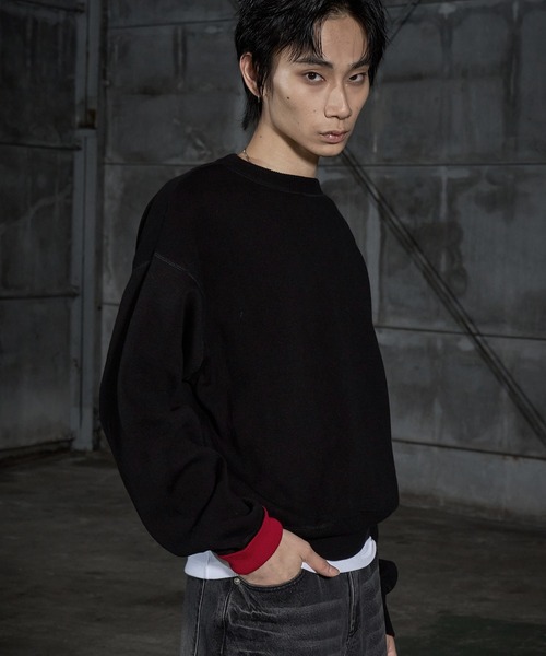 LANDNESS(ランドネス)の「【LANDNESS/ランドネス】Double-Faced Reversible Knit Sweatshirt/ダブルフェイス リバーシブル ニットスウェット(スウェット・メンズ・ブラック×レッド/チャコールグレー/グレー・M/L)」の7枚目の写真