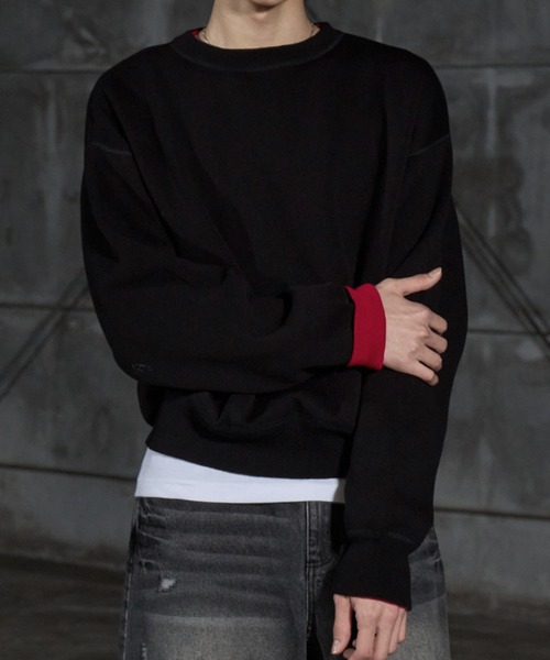 LANDNESS(ランドネス)の「【LANDNESS/ランドネス】Double-Faced Reversible Knit Sweatshirt/ダブルフェイス リバーシブル ニットスウェット(スウェット・メンズ・ブラック×レッド/チャコールグレー/グレー・M/L)」の6枚目の写真