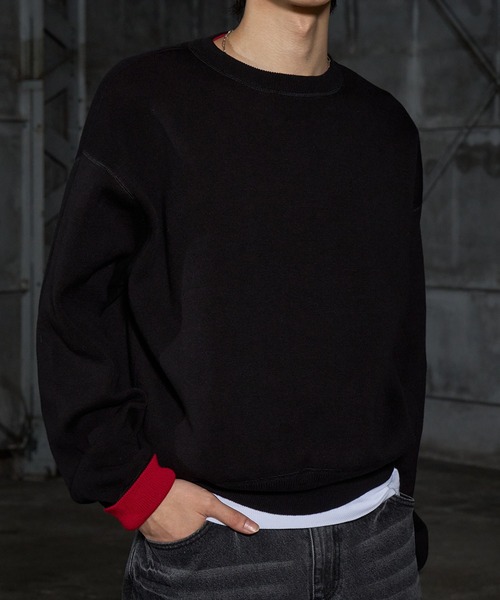 LANDNESS(ランドネス)の「【LANDNESS/ランドネス】Double-Faced Reversible Knit Sweatshirt/ダブルフェイス リバーシブル ニットスウェット(スウェット・メンズ・ブラック×レッド/チャコールグレー/グレー・M/L)」の8枚目の写真