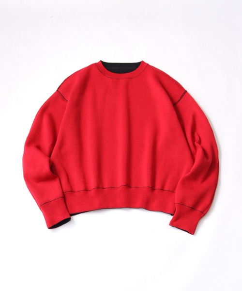LANDNESS(ランドネス)の「【LANDNESS/ランドネス】Double-Faced Reversible Knit Sweatshirt/ダブルフェイス リバーシブル ニットスウェット(スウェット・メンズ・ブラック×レッド/チャコールグレー/グレー・M/L)」の5枚目の写真