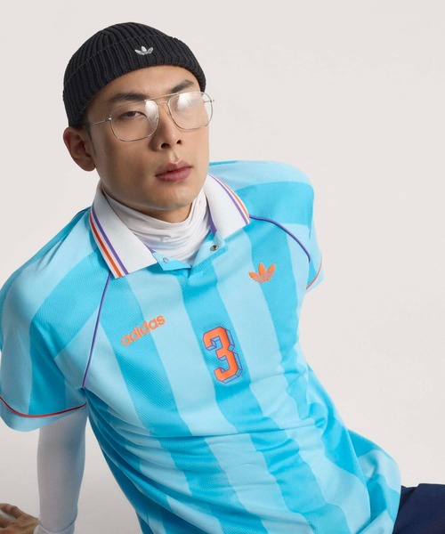 adidas（アディダス）の「ジャカード・ストライプ・ジャージー JCQUARD JERSEY / アディダスオリジナルス adidas Originals（Tシャツ/カットソー・メンズ・ブルー・SMALL/MEDIUM/LARGE/X-LARGE/XX-LARGE/X-SMALL/3XL）」の4枚目の写真