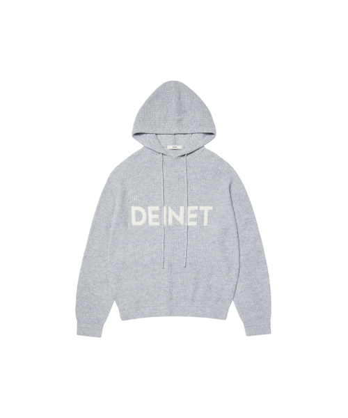 DEINET(ダイニット)の「BASIC LOGO KNIT HOODIE IN MELANGE GREY(ニット/セーター・レディース・その他・FREE)」の1枚目の写真