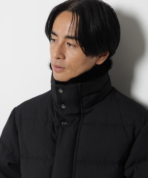 NANO universe(ナノユニバース)の「「西川ダウン(R)」サージフェイクファーカラーショートダウン(ダウンジャケット/コート・メンズ・ダークネイビー/ブラック・L/S/M)」の13枚目の写真