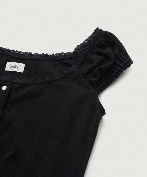 セール】Corin Button Sleeveless Top_Black（Tシャツ/カットソー 