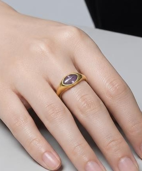 Burner(バーナー)の「【lux sea jewelry(ラックス・シー・ジュエリー)】ステンレス マーキスカット カラーストーンリング lux-ring-20-13【RBTS】(リング・レディース・ピンク/ホワイト/パープル/グリーン・12号/14号)」の4枚目の写真