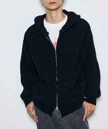 【ぬくもち】ジップアップニットフーディー 秋服 冬服 ニットジップパーカー カーディガン
