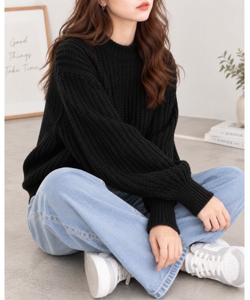 FAZVY(ファズビー)の「バランス上手な ショート丈ボリューム袖ニット(ニット/セーター・レディース・ブラック/ブラウン/ホワイト/ピンク・FREE)」の21枚目の写真
