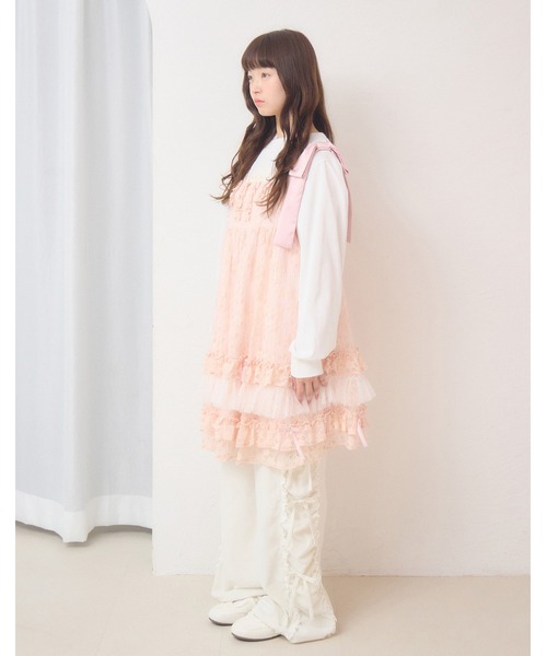 Lolime by mellfy memory(ロリミー バイ メルフィーメモリー)の「satin ribbon lace mini dress(ワンピース・レディース・ホワイト/ピンク・M/LL)」の7枚目の写真