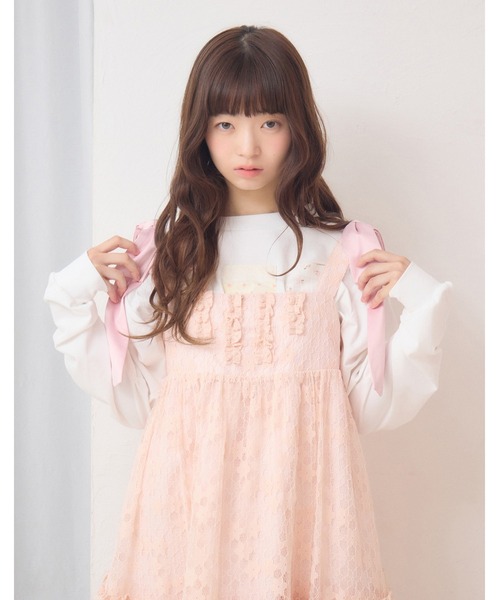Lolime by mellfy memory(ロリミー バイ メルフィーメモリー)の「satin ribbon lace mini dress(ワンピース・レディース・ホワイト/ピンク・M/LL)」の5枚目の写真