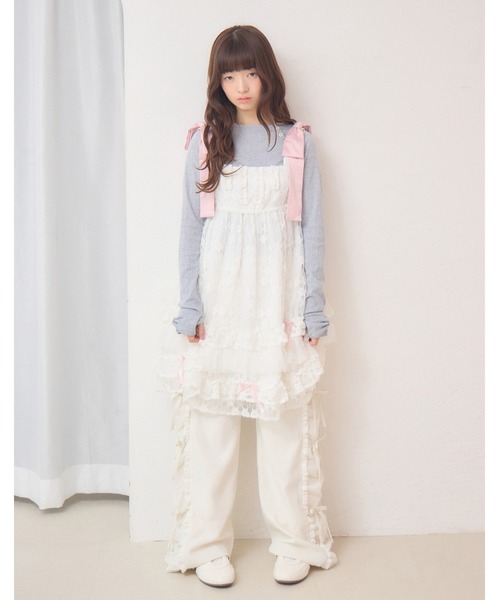 Lolime by mellfy memory(ロリミー バイ メルフィーメモリー)の「satin ribbon lace mini dress(ワンピース・レディース・ホワイト/ピンク・M/LL)」の15枚目の写真