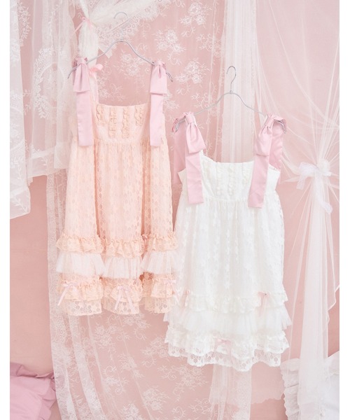 Lolime by mellfy memory(ロリミー バイ メルフィーメモリー)の「satin ribbon lace mini dress(ワンピース・レディース・ホワイト/ピンク・M/LL)」の17枚目の写真