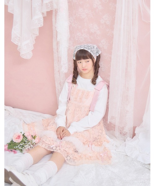 Lolime by mellfy memory(ロリミー バイ メルフィーメモリー)の「satin ribbon lace mini dress(ワンピース・レディース・ホワイト/ピンク・M/LL)」の3枚目の写真