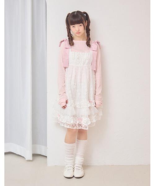 Lolime by mellfy memory(ロリミー バイ メルフィーメモリー)の「satin ribbon lace mini dress(ワンピース・レディース・ホワイト/ピンク・M/LL)」の14枚目の写真