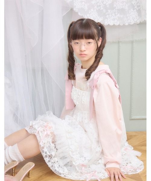 Lolime by mellfy memory(ロリミー バイ メルフィーメモリー)の「satin ribbon lace mini dress(ワンピース・レディース・ホワイト/ピンク・M/LL)」の8枚目の写真