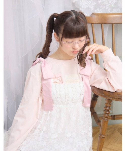Lolime by mellfy memory(ロリミー バイ メルフィーメモリー)の「satin ribbon lace mini dress(ワンピース・レディース・ホワイト/ピンク・M/LL)」の9枚目の写真