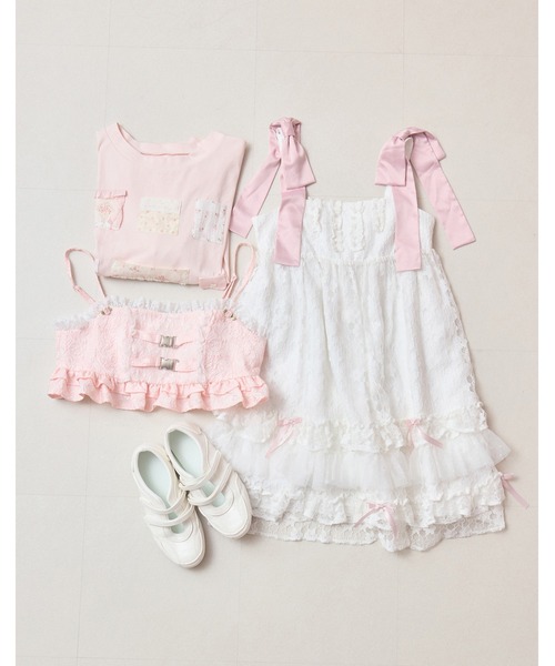 Lolime by mellfy memory(ロリミー バイ メルフィーメモリー)の「satin ribbon lace mini dress(ワンピース・レディース・ホワイト/ピンク・M/LL)」の18枚目の写真