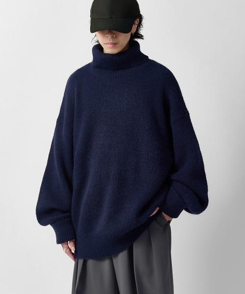 Lui's(ルイス)の「【Neucon】OVERTOP LOOSE TURTLENECK KNIT / 畦編みオーバートップルーズタートルネックニット(ニット/セーター・メンズ・ブラウン/ブラック/ネイビー/グレー・2/1)」の4枚目の写真