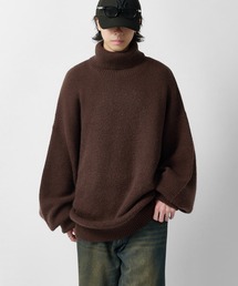 【Neucon】OVERTOP LOOSE TURTLENECK KNIT / 畦編みオーバートップルーズタートルネックニット