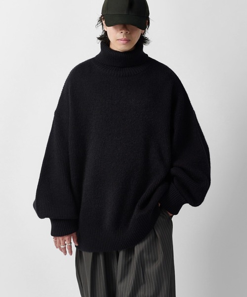 Lui's(ルイス)の「【Neucon】OVERTOP LOOSE TURTLENECK KNIT / 畦編みオーバートップルーズタートルネックニット(ニット/セーター・メンズ・ブラウン/ブラック/ネイビー/グレー・2/1)」の1枚目の写真