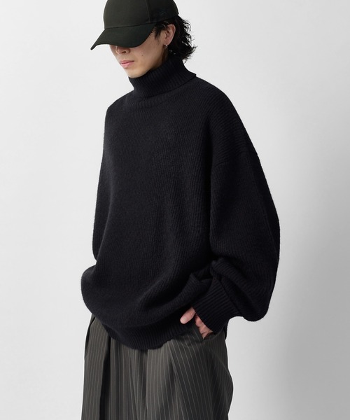 Lui's(ルイス)の「【Neucon】OVERTOP LOOSE TURTLENECK KNIT / 畦編みオーバートップルーズタートルネックニット(ニット/セーター・メンズ・ブラウン/ブラック/ネイビー/グレー・2/1)」の7枚目の写真