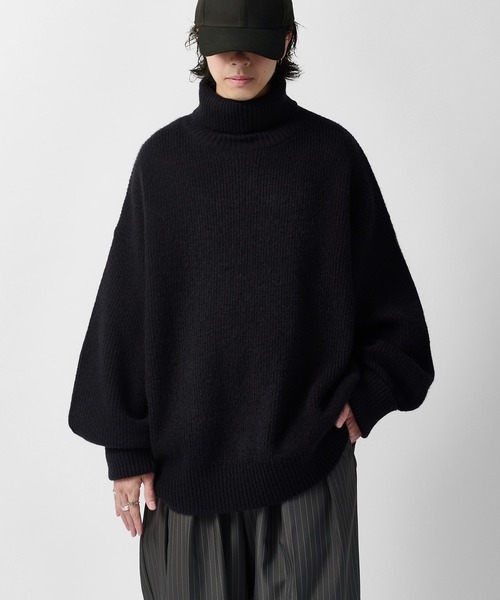 Lui's(ルイス)の「【Neucon】OVERTOP LOOSE TURTLENECK KNIT / 畦編みオーバートップルーズタートルネックニット(ニット/セーター・メンズ・ブラウン/ブラック/ネイビー/グレー・2/1)」の6枚目の写真