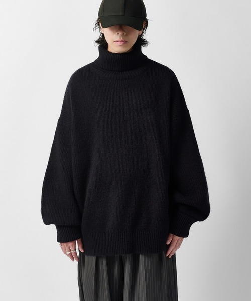 Lui's(ルイス)の「【Neucon】OVERTOP LOOSE TURTLENECK KNIT / 畦編みオーバートップルーズタートルネックニット(ニット/セーター・メンズ・ブラウン/ブラック/ネイビー/グレー・2/1)」の5枚目の写真