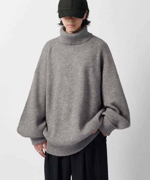Lui's(ルイス)の「【Neucon】OVERTOP LOOSE TURTLENECK KNIT / 畦編みオーバートップルーズタートルネックニット(ニット/セーター・メンズ・ブラウン/ブラック/ネイビー/グレー・2/1)」の19枚目の写真