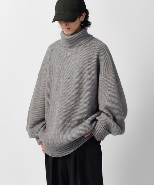 Lui's(ルイス)の「【Neucon】OVERTOP LOOSE TURTLENECK KNIT / 畦編みオーバートップルーズタートルネックニット(ニット/セーター・メンズ・ブラウン/ブラック/ネイビー/グレー・2/1)」の20枚目の写真