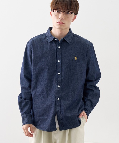 U.S. POLO ASSN.(ユーエスポロアッスン)の「【U.S. POLO ASSN./ユーエスポロアッスン】ワンポイント ダブルホースマン刺繍 8.5ozデニム ブロード ロングスリーブシャツ(シャツ/ブラウス・メンズ・ライトブルー/ダークグレー/ネイビー・M/L/LL)」の12枚目の写真
