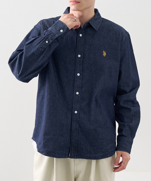 U.S. POLO ASSN.(ユーエスポロアッスン)の「【U.S. POLO ASSN./ユーエスポロアッスン】ワンポイント ダブルホースマン刺繍 8.5ozデニム ブロード ロングスリーブシャツ(シャツ/ブラウス・メンズ・ライトブルー/ダークグレー/ネイビー・M/L/LL)」の13枚目の写真