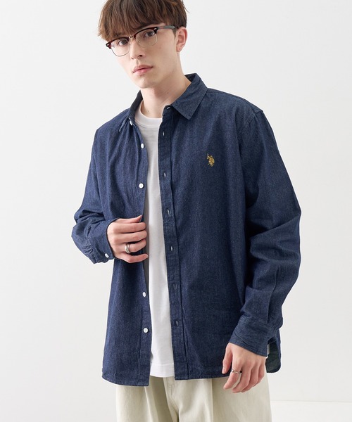U.S. POLO ASSN.(ユーエスポロアッスン)の「【U.S. POLO ASSN./ユーエスポロアッスン】ワンポイント ダブルホースマン刺繍 8.5ozデニム ブロード ロングスリーブシャツ(シャツ/ブラウス・メンズ・ライトブルー/ダークグレー/ネイビー・M/L/LL)」の14枚目の写真