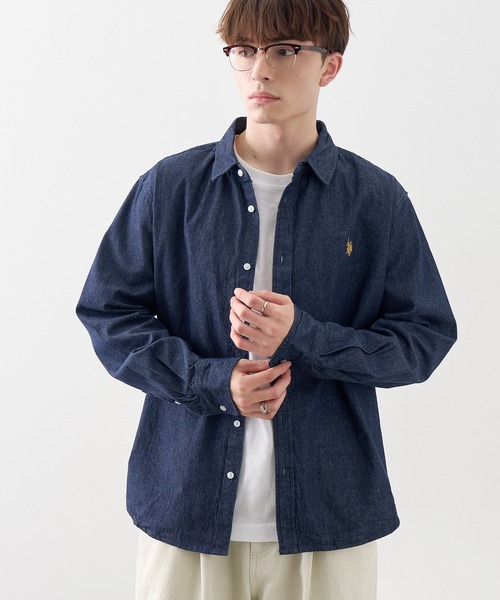 U.S. POLO ASSN.(ユーエスポロアッスン)の「【U.S. POLO ASSN./ユーエスポロアッスン】ワンポイント ダブルホースマン刺繍 8.5ozデニム ブロード ロングスリーブシャツ(シャツ/ブラウス・メンズ・ライトブルー/ダークグレー/ネイビー・M/L/LL)」の15枚目の写真