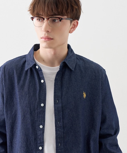 U.S. POLO ASSN.(ユーエスポロアッスン)の「【U.S. POLO ASSN./ユーエスポロアッスン】ワンポイント ダブルホースマン刺繍 8.5ozデニム ブロード ロングスリーブシャツ(シャツ/ブラウス・メンズ・ライトブルー/ダークグレー/ネイビー・M/L/LL)」の16枚目の写真