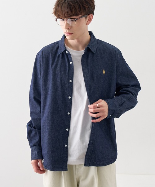 U.S. POLO ASSN.(ユーエスポロアッスン)の「【U.S. POLO ASSN./ユーエスポロアッスン】ワンポイント ダブルホースマン刺繍 8.5ozデニム ブロード ロングスリーブシャツ(シャツ/ブラウス・メンズ・ライトブルー/ダークグレー/ネイビー・M/L/LL)」の17枚目の写真