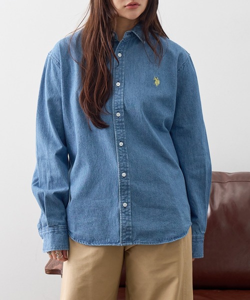 U.S. POLO ASSN.(ユーエスポロアッスン)の「【U.S. POLO ASSN./ユーエスポロアッスン】ワンポイント ダブルホースマン刺繍 8.5ozデニム ブロード ロングスリーブシャツ(シャツ/ブラウス・メンズ・ライトブルー/ダークグレー/ネイビー・M/L/LL)」の9枚目の写真